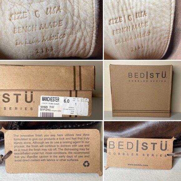 BED STU Manchester Distressed Brown Leather Tall Riding Boots BedStu Size 6 - Picture 13 of 16